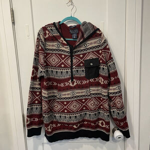 American Rag Hoodie Men's XXL 100% Cotton Pullover Sweater Aztec Tribal Snap Up